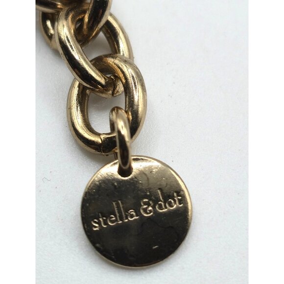 Stella & Dot Chunky Multi-Strand Gold Tone Chain and Pearl Statement Necklace - Picture 3 of 7